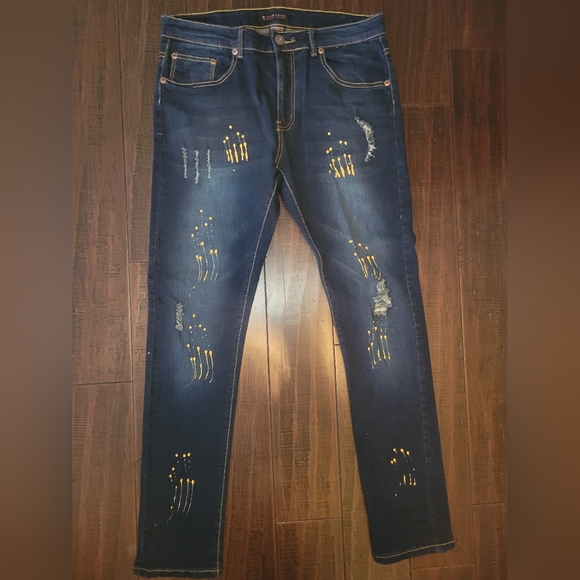 M. Society Slim Straight Distressed Jeans sz 34x32 - Picture 1 of 6